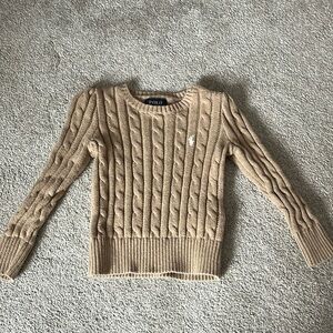 Tan polo cable-knit sweater